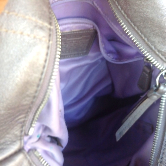 Coach Duffle Shoulder Bag Applique Studded Silver Luxury Designer Leather. - Picture 8 of 11